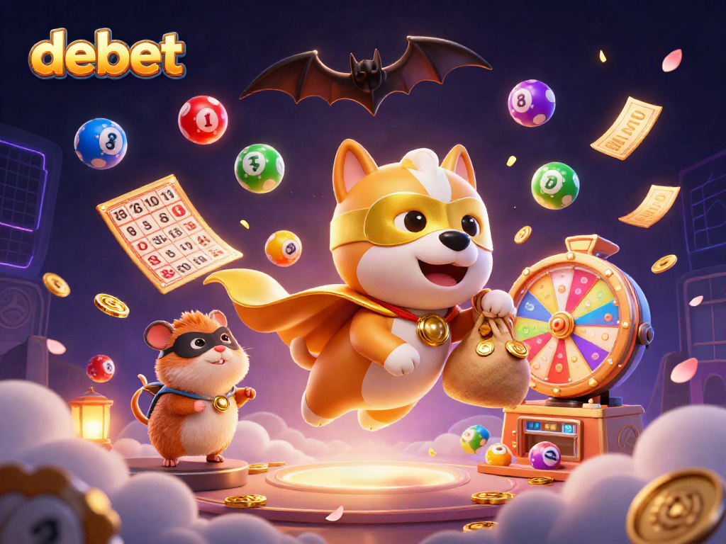 Experience debet's vibrant casino atmosphere with dynamic gaming elements and colorful characters.
