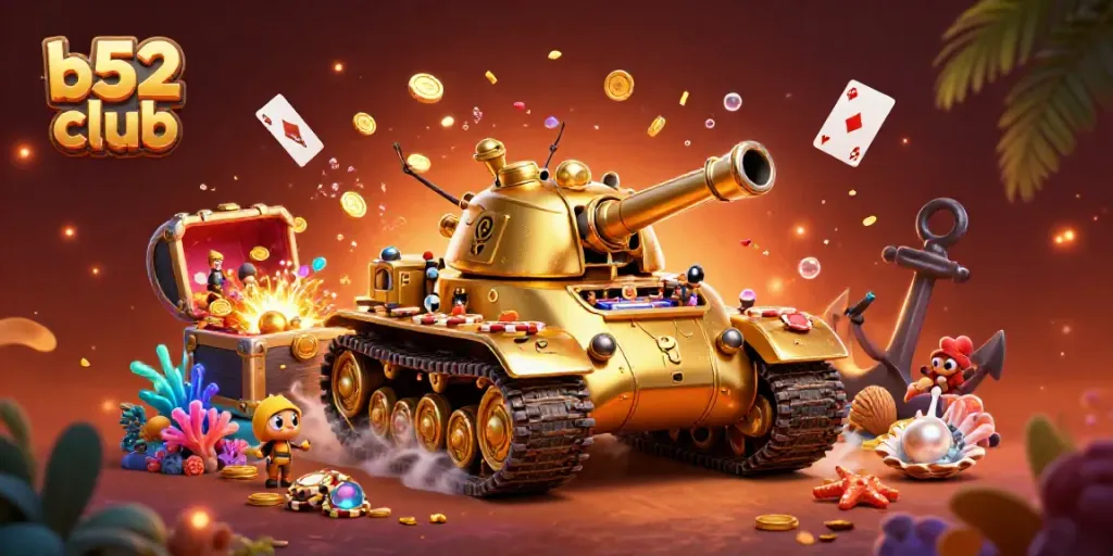 Experience thrilling gaming at B52 Club with our vibrant casino tank illustration.